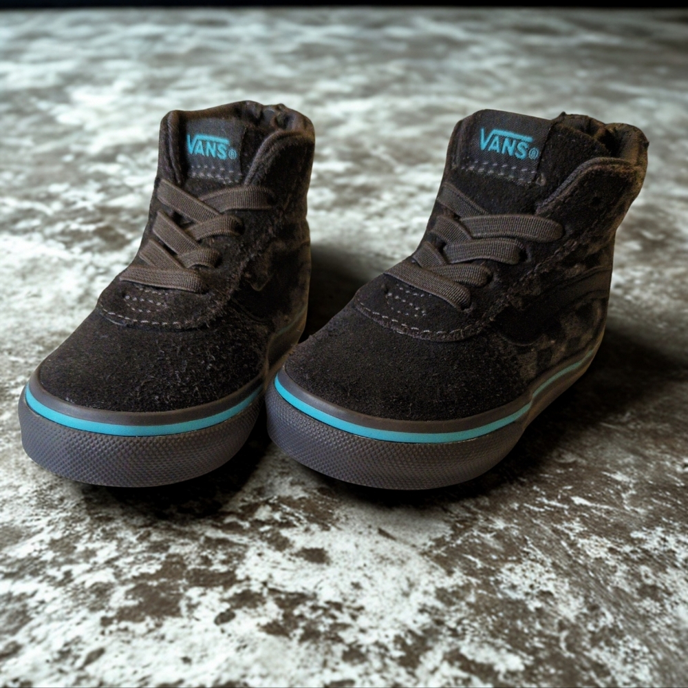 Vans Toddlers Black and Teal High-Top Sneakers